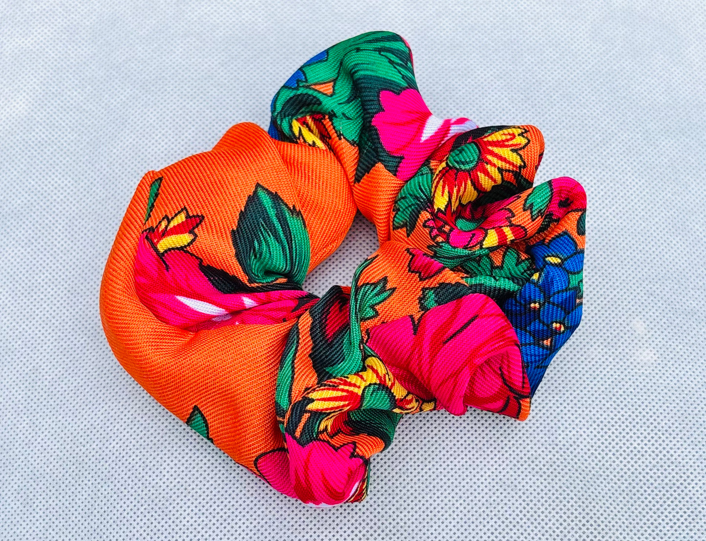 Onyii Colorful Multi-print Silk-Cotton Scrunchie
