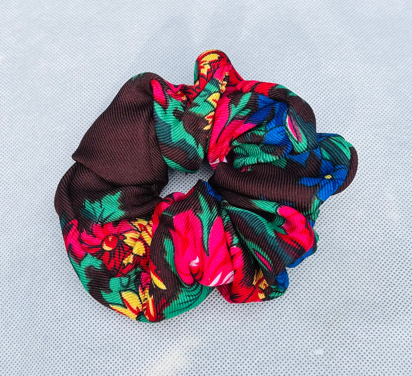 Onyii Colorful Multi-print Silk-Cotton Scrunchie