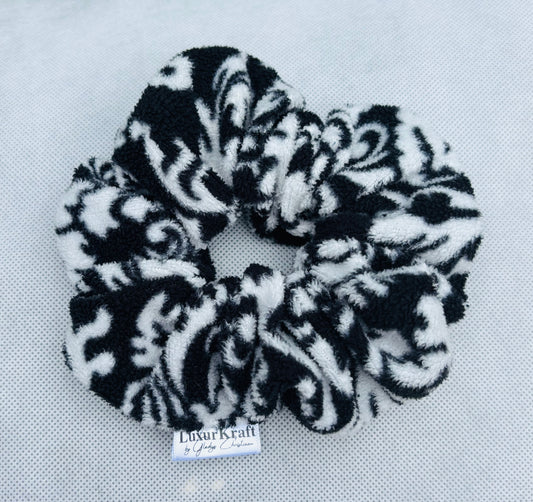 Farah Black & White Fleece-cotton Scrunchie