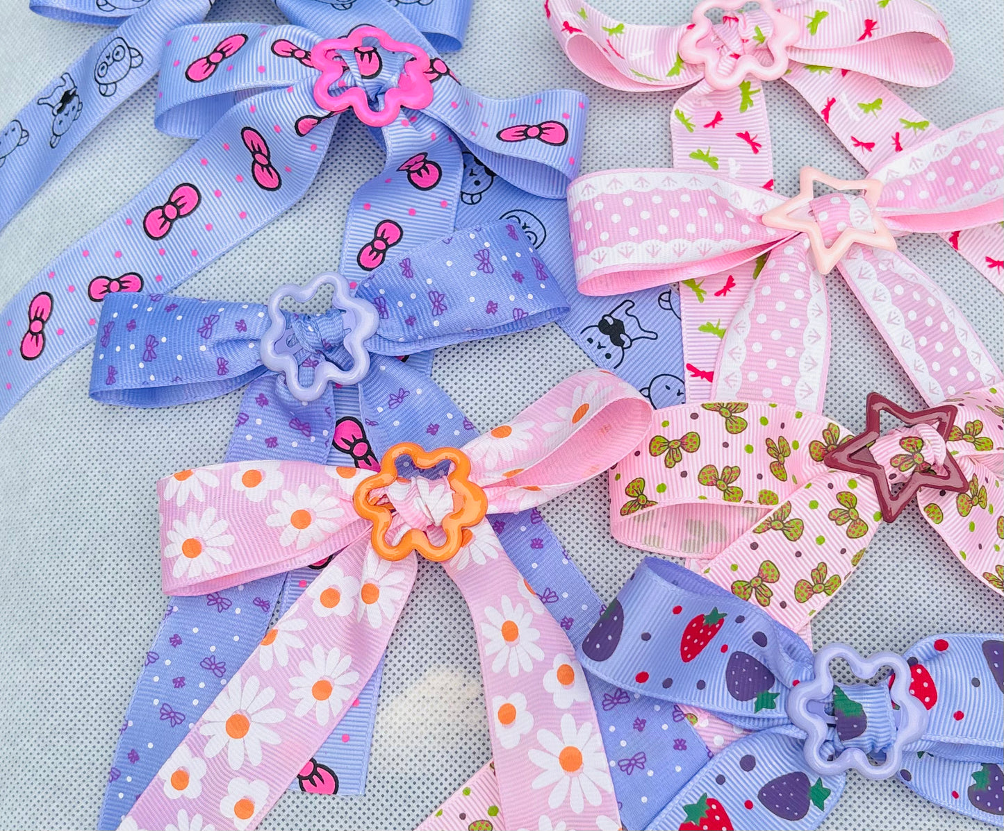 Amy Fancy Long Ribbons & Bows Clips - 2pc