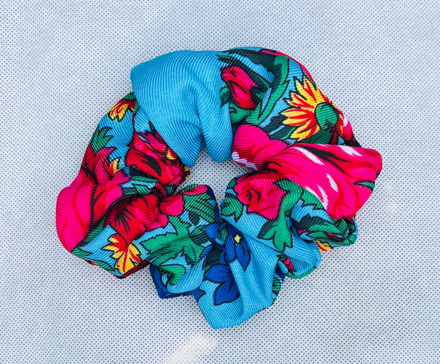 Onyii Colorful Multi-print Silk-Cotton Scrunchie