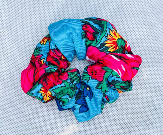 Onyii Colorful Multi-print Silk-Cotton Scrunchie