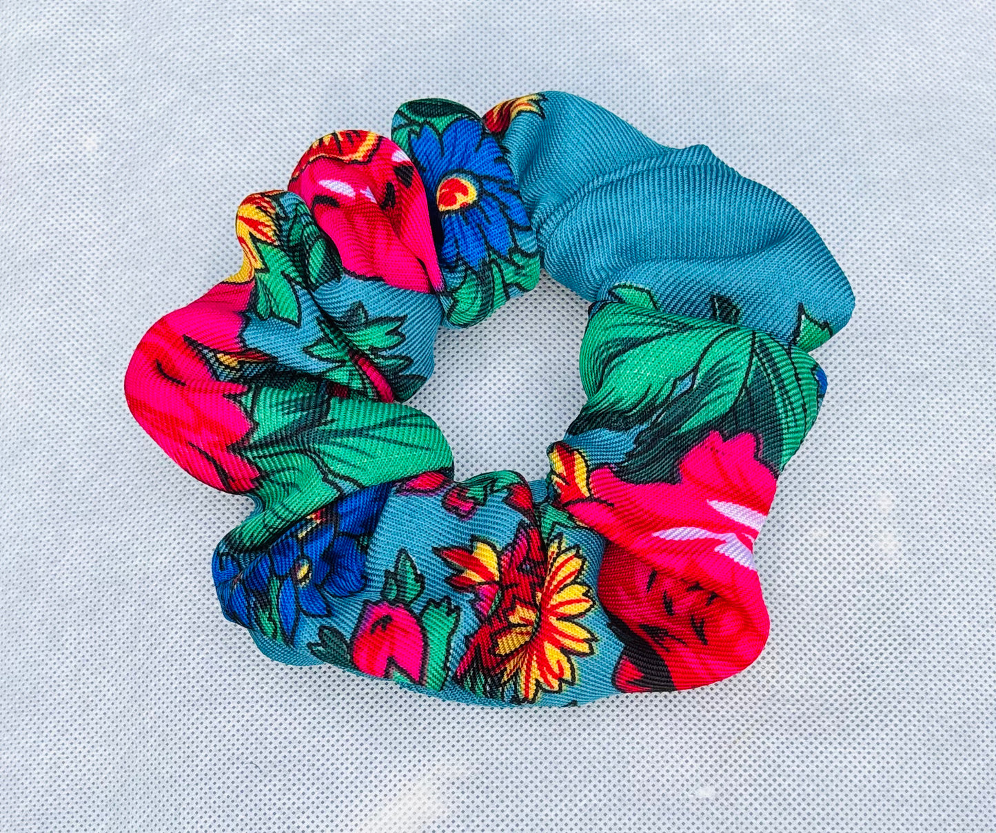 Onyii Colorful Multi-print Silk-Cotton Scrunchie